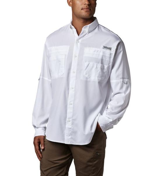 Columbia PFG Tamiami II Fishing Shirts White For Men's NZ92475 New Zealand